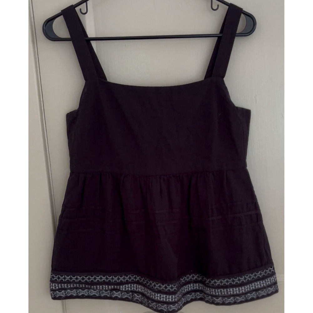 Anthropologie Amit AGGARWAL‎ Olivia Embroidered Black Tank Top Bohemian XS